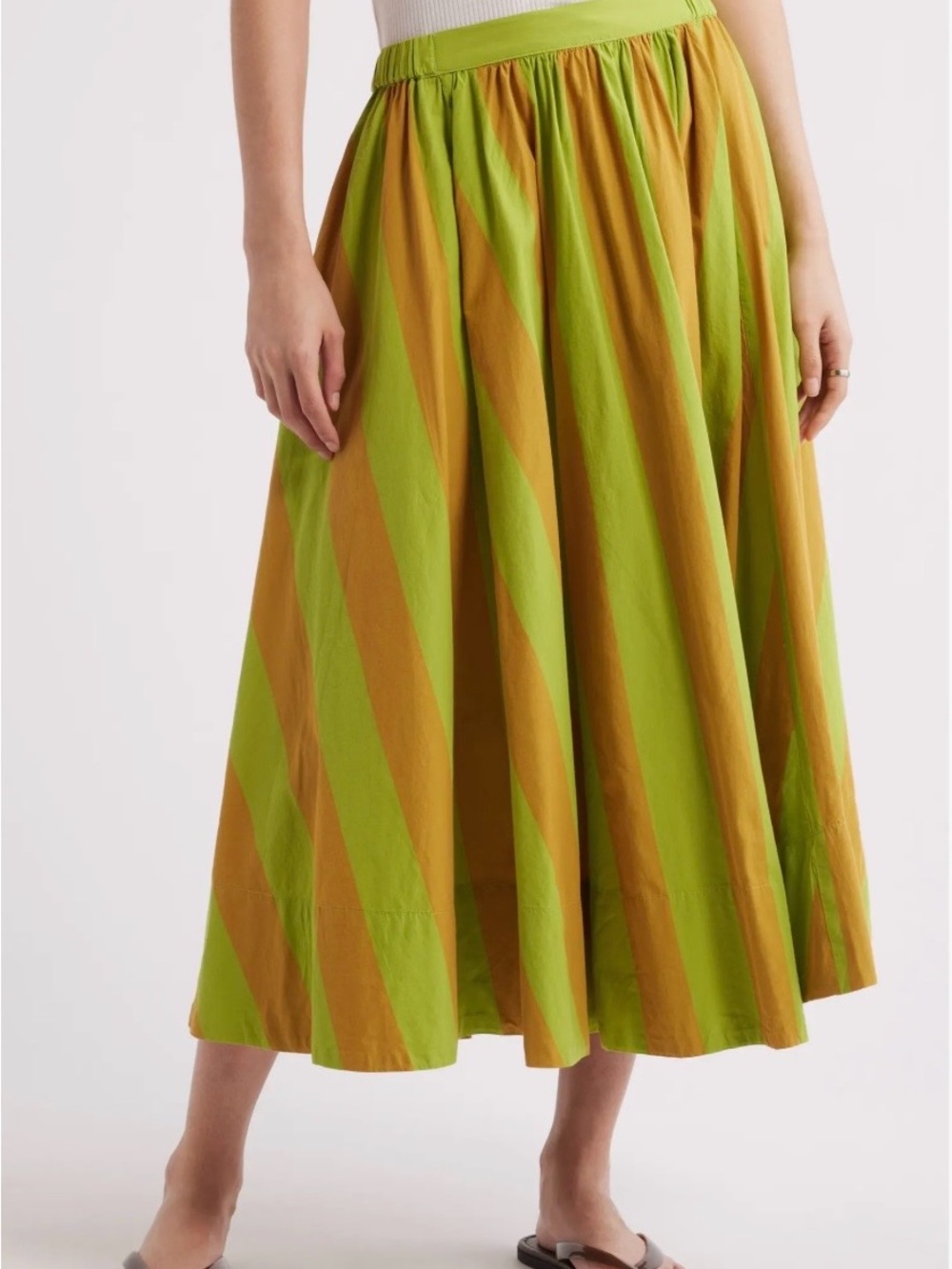 Free People Women's Skirt Size M NWT Lowe’s Stripe Cotton Midi Skirt Festival